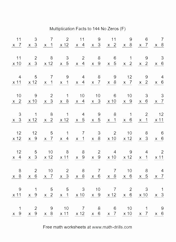 0 12 Multiplication Test Free Printable Multiplication Worksheets 0 12 Medium to