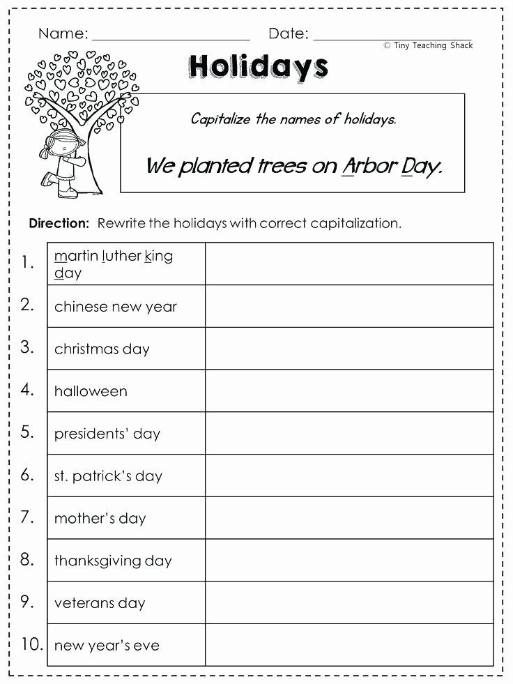 1st Grade Capitalization Worksheets Unique Capitalization Worksheets 7th Grade