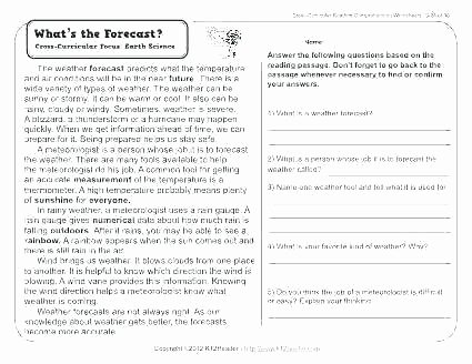 1st Grade Weather Worksheets Weather Worksheets for Grade 2