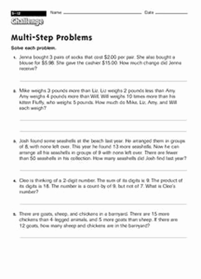 2 Step Word Problems Worksheets 4 Two Step Equation Word Problems Worksheets 5th Grade