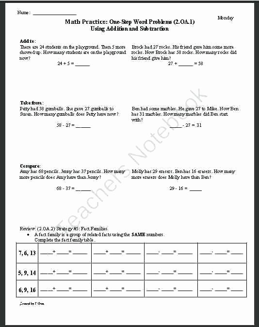 2 Step Word Problems Worksheets Second Grade Math Worksheets Awesome 2 1 Step Word Problems
