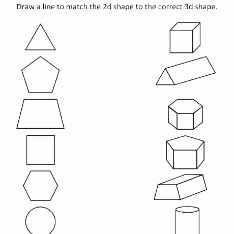 2d Shapes Worksheet Kindergarten Two and Three Dimensional Shapes Worksheets