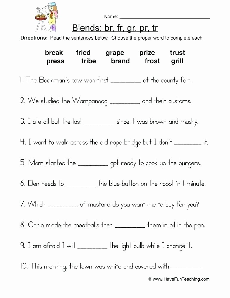 2nd Grade Consonant Blends Worksheets Blends Worksheets for First Grade