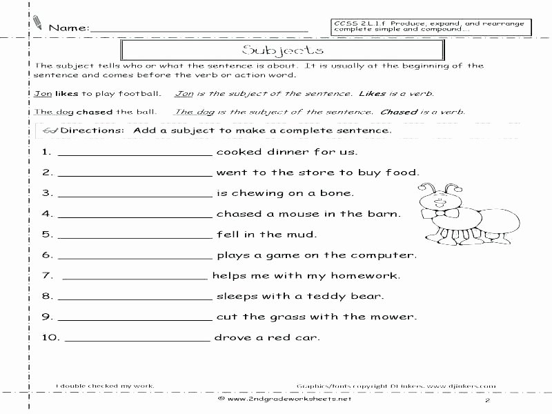 2nd Grade Editing Worksheets Number Sentence Worksheets 2nd Grade Medium topic Sentence