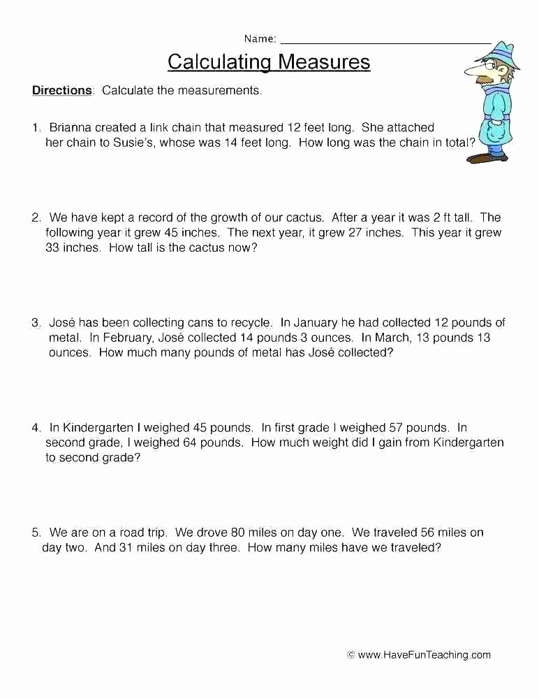 2nd Grade Measurement Worksheet 4th Grade Measurement Worksheets