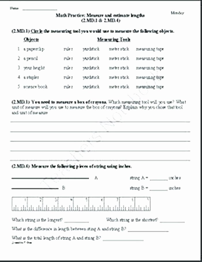 2nd Grade Measurement Worksheet Estimation Worksheets 2nd Grade