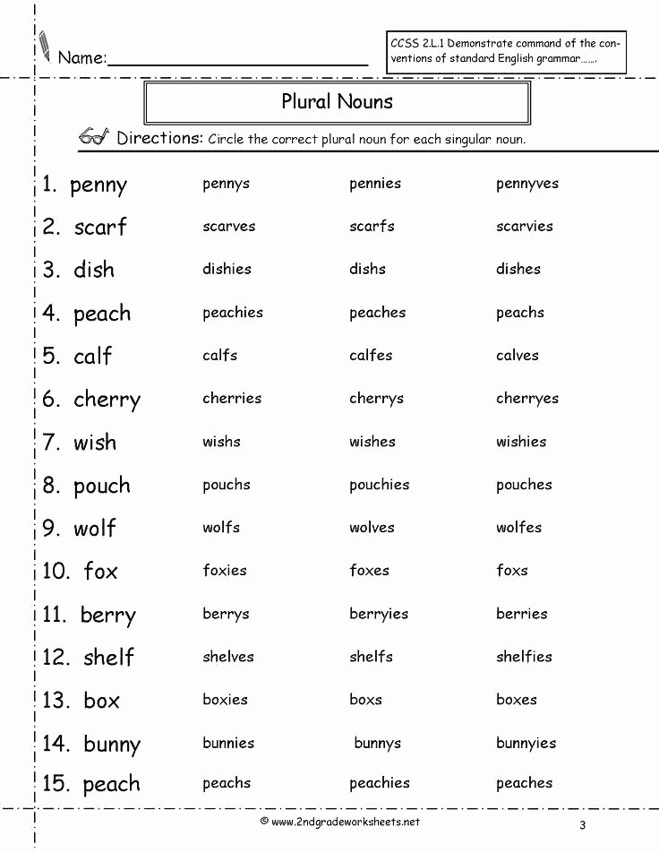 2nd Grade Proper Nouns Worksheet Possessive Nouns Worksheets Singular and Plural for Second