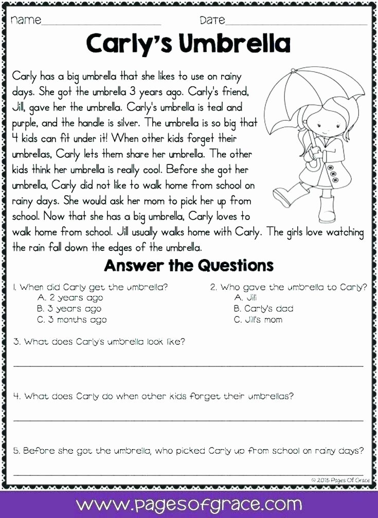 2nd Grade Reading Response Worksheets Free Second Grade Reading Prehension Worksheets