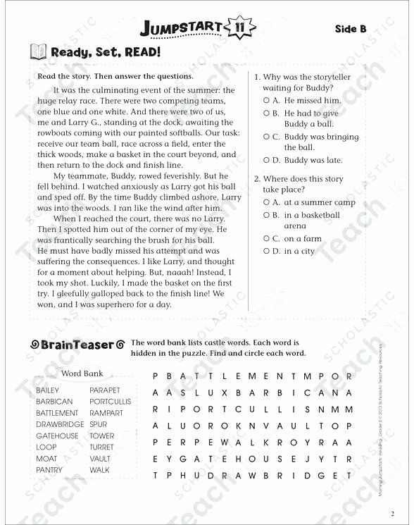 2nd Grade Reading Worksheets Printable Independent Practice Grade 5 Reading Printable Jumpstart