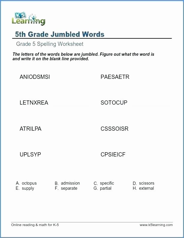 2nd Grade Spelling Words Worksheets Grade Spelling Worksheets Best Op Words 5th Fifth Third
