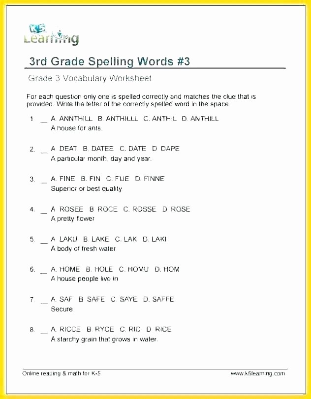 2nd Grade Spelling Worksheets Pdf Luxury Fourth Grade Spelling Words Learning 4th Math Vocabulary
