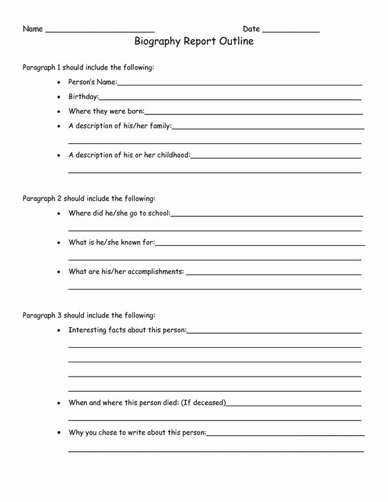 2nd Grade Writing Worksheets Pdf Biography Report Outline Worksheet Pdf Writing