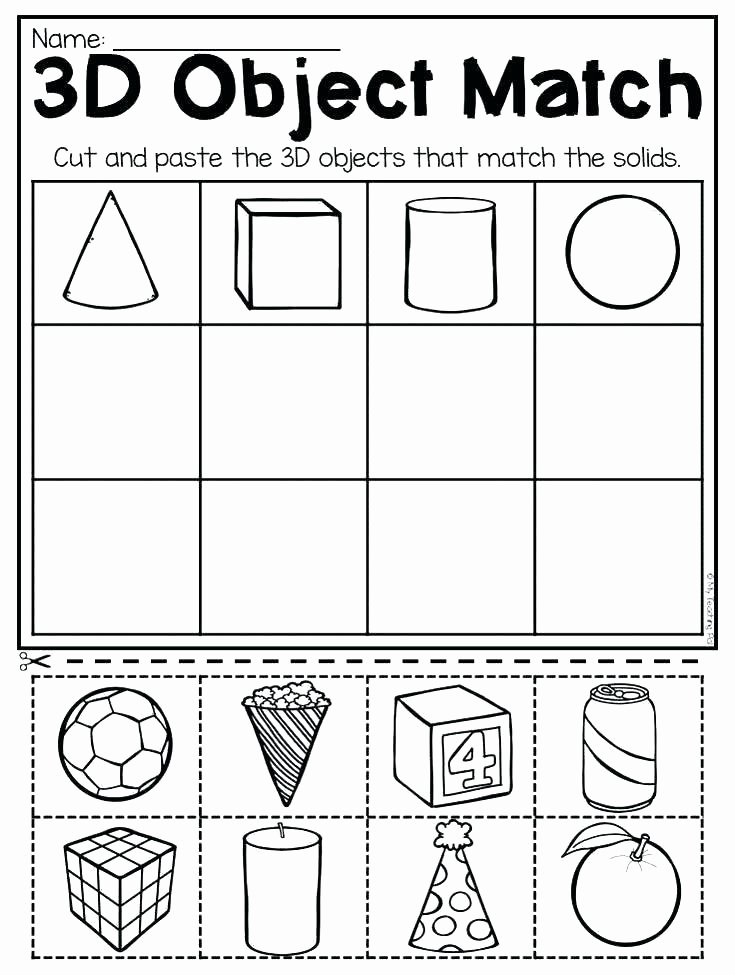 3 Dimensional Shapes Worksheet Identifying Shapes Worksheets 2nd Grade