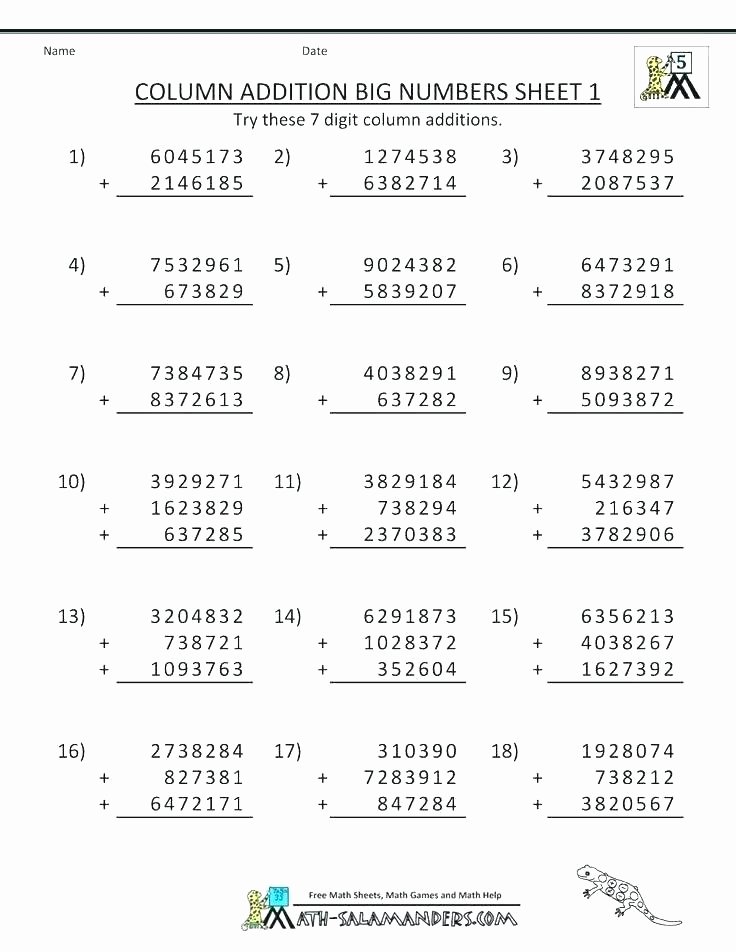 3 Number Addition Worksheet Math 4 Digit Addition Worksheets