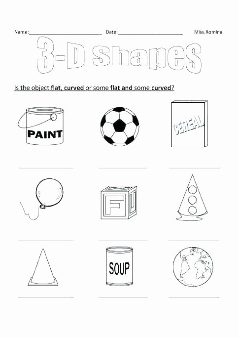 3d Shapes Worksheet Kindergarten 3 Dimensional Figures Worksheets 3d Shapes Worksheet Year 1