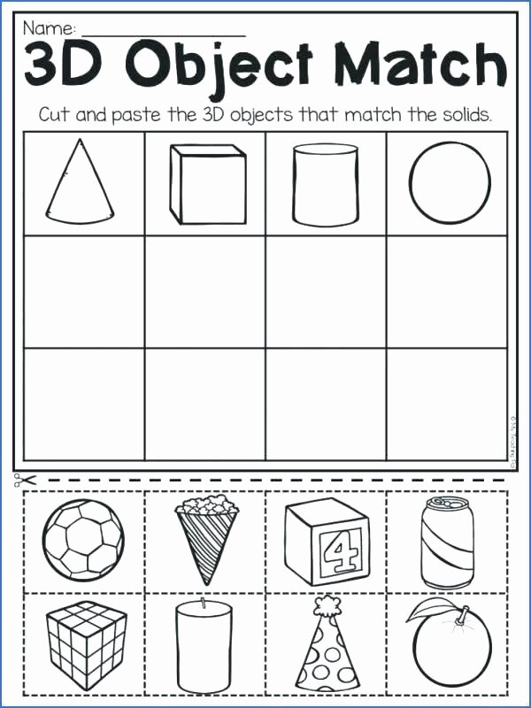 3d Shapes Worksheet Kindergarten Shapes Worksheets for Kindergarten