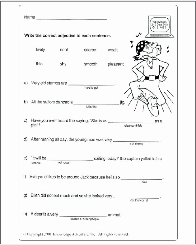 3rd Grade Adjectives Worksheets 4th Grade Ela Worksheets