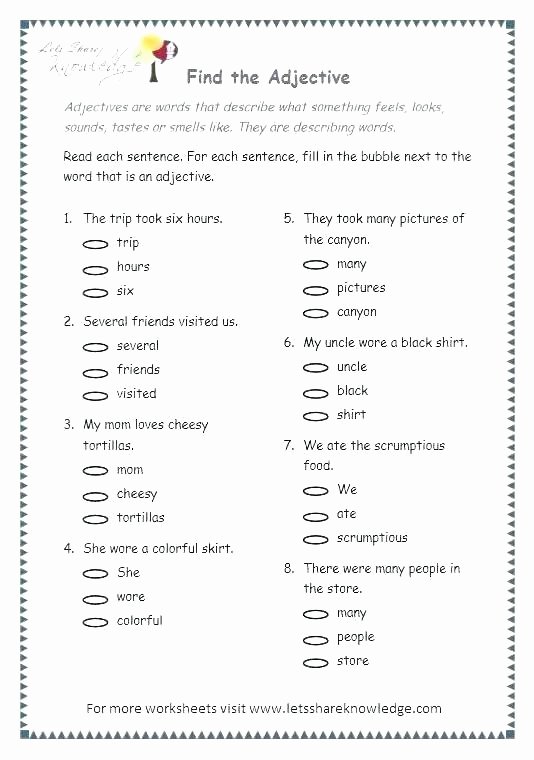 3rd Grade Adjectives Worksheets Adjective Worksheets for Grade Adjectives First Size