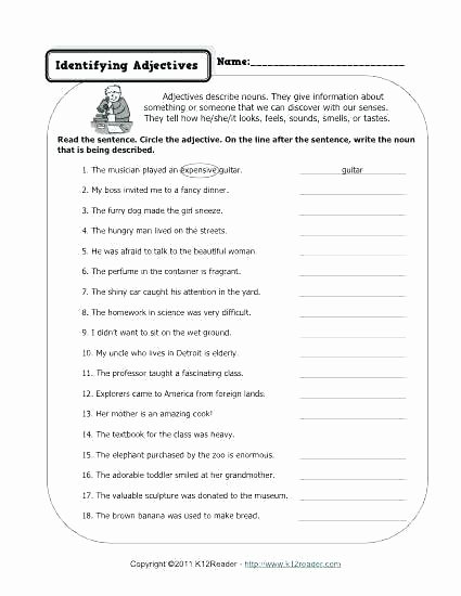 3rd Grade Adjectives Worksheets Printable Identifying theme Worksheets 3rd Grade Doodle