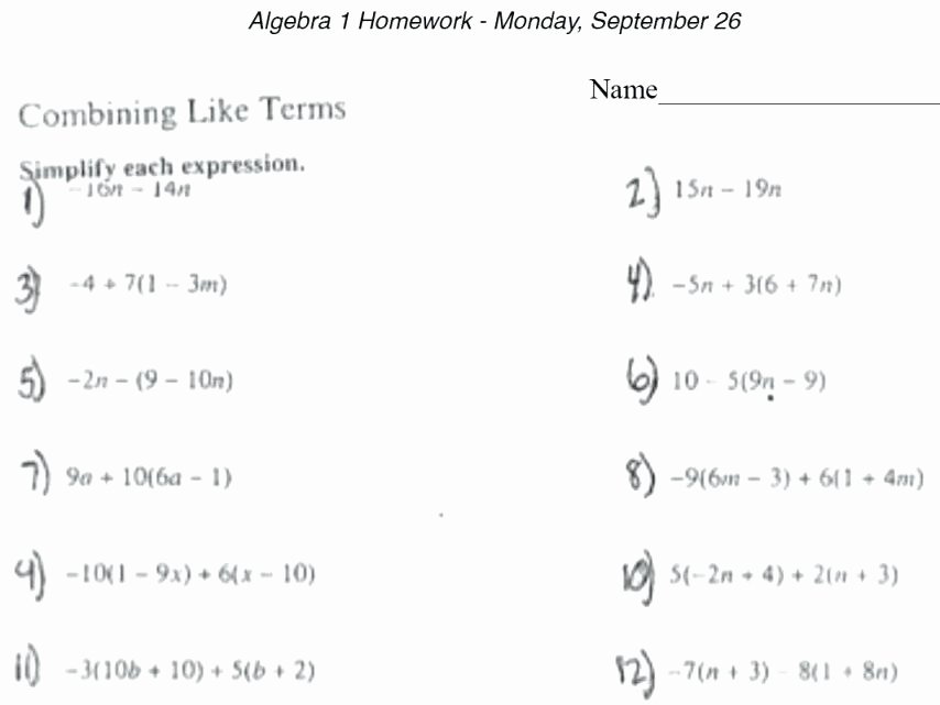 3rd Grade Distributive Property Worksheets Ninth Grade Algebra Worksheets A Distributive Property