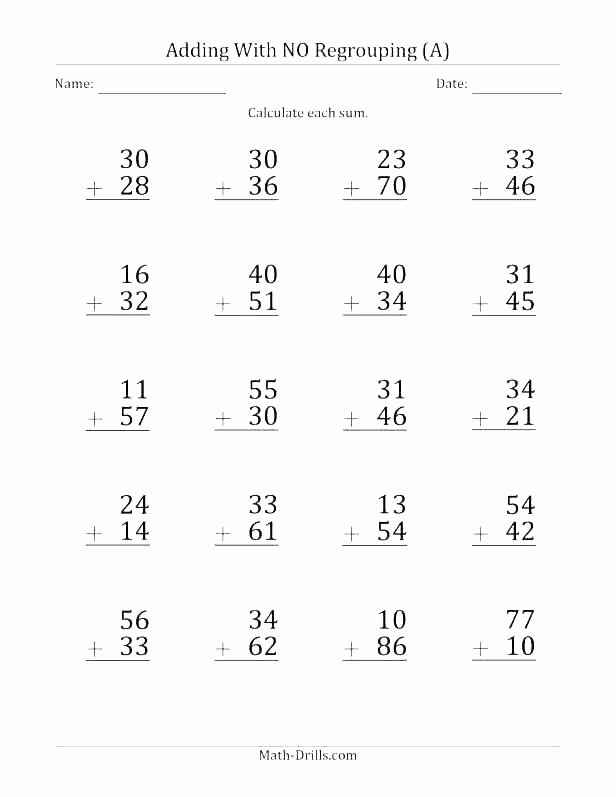 3rd Grade Regrouping Worksheets 2 Digit Subtraction without Regrouping Worksheets