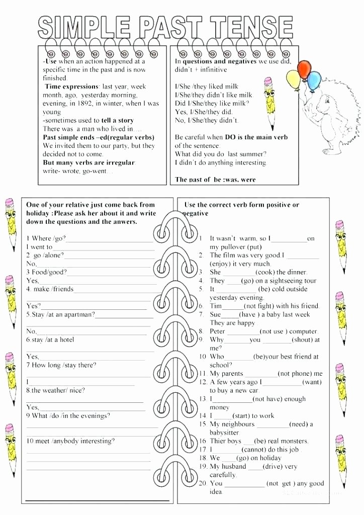 3rd Grade Verb Tense Worksheets Grammar Past Tense Worksheets