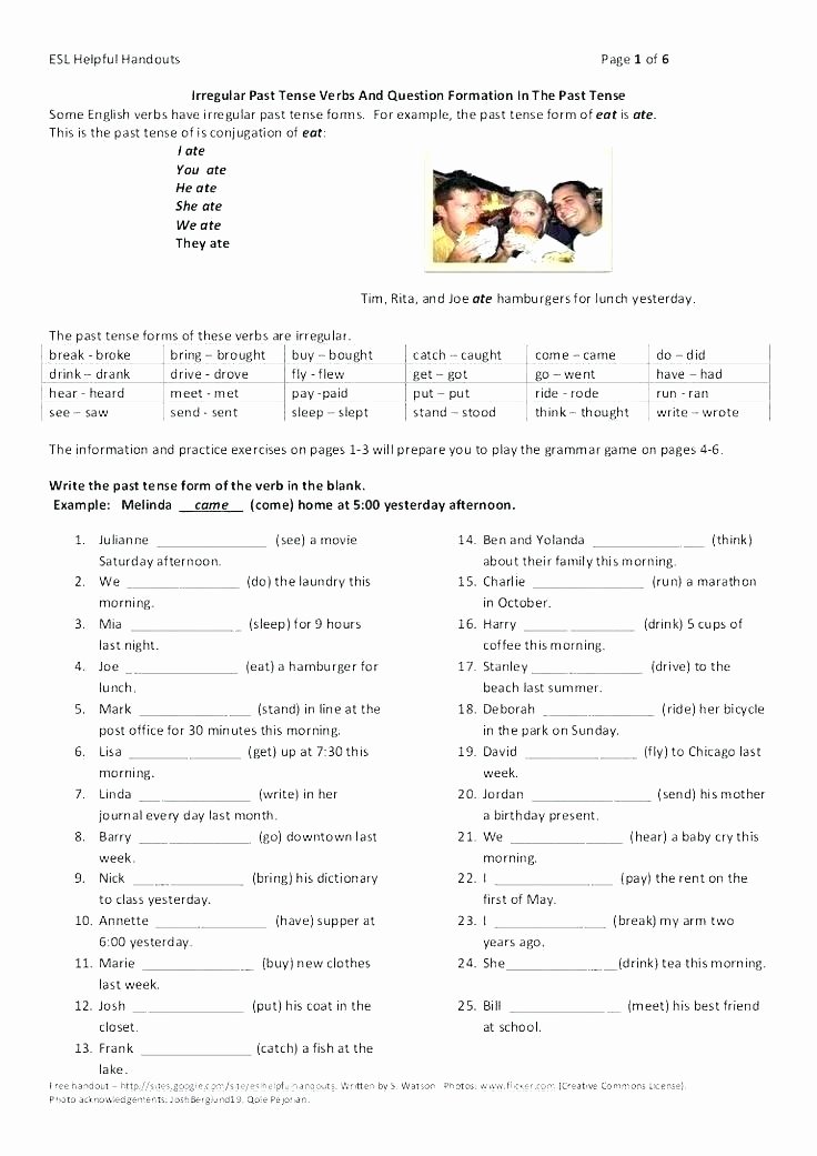 3rd Grade Verb Tense Worksheets High School Printable Worksheets Irregular Verbs Worksheet