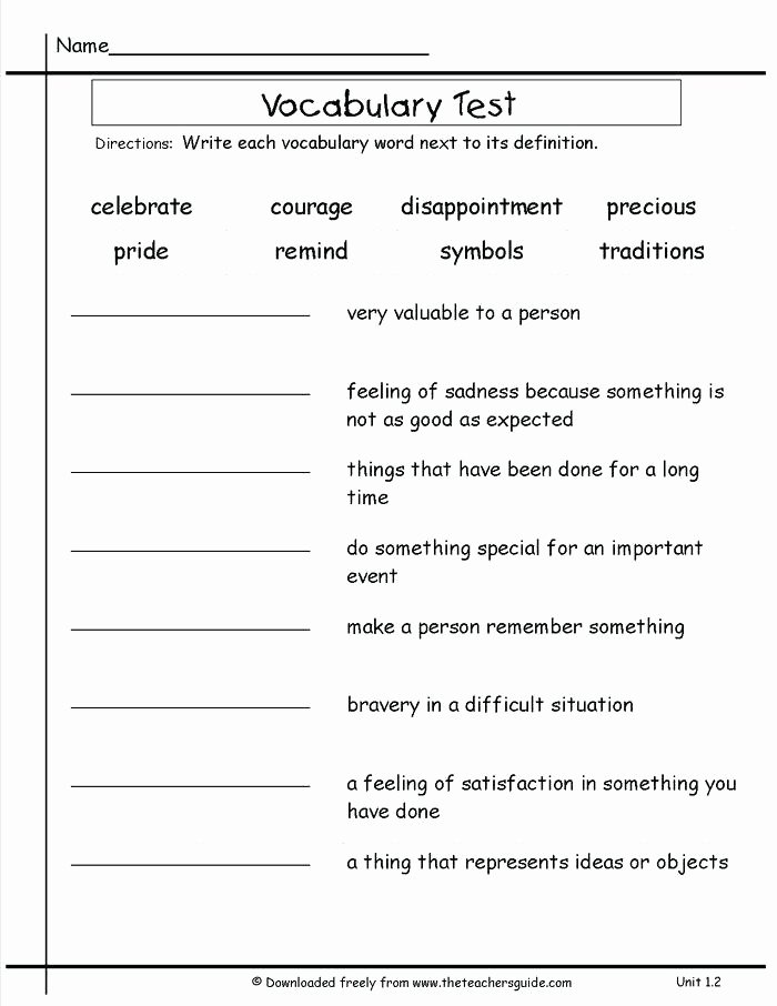 3rd Grade Vocabulary Worksheets Pdf Hill Wonders Third Grade Vocabulary Words Test Education