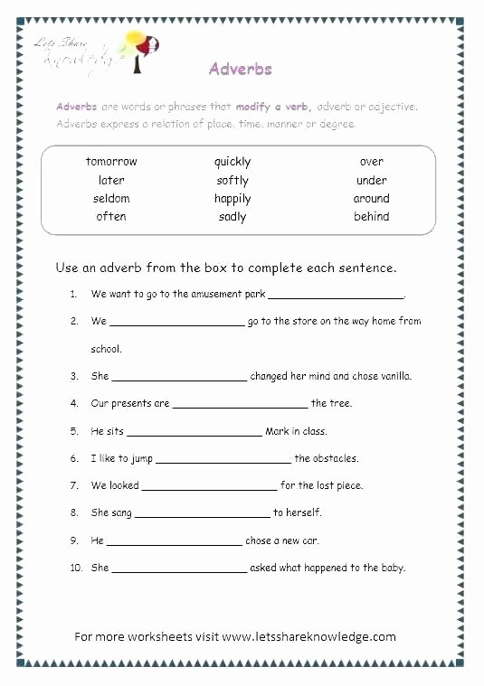 4th Grade Adverb Worksheets Changing Adjectives to Adverbs Worksheets Parative and