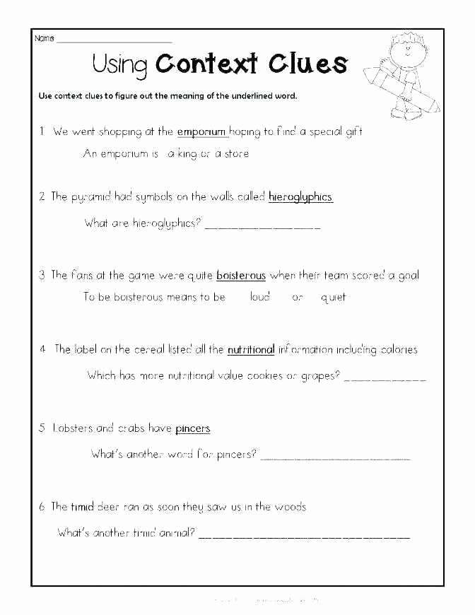 4th Grade Vocabulary Worksheets Pdf Context Clues Worksheets 4th Grade Pdf Awesome Context Clues