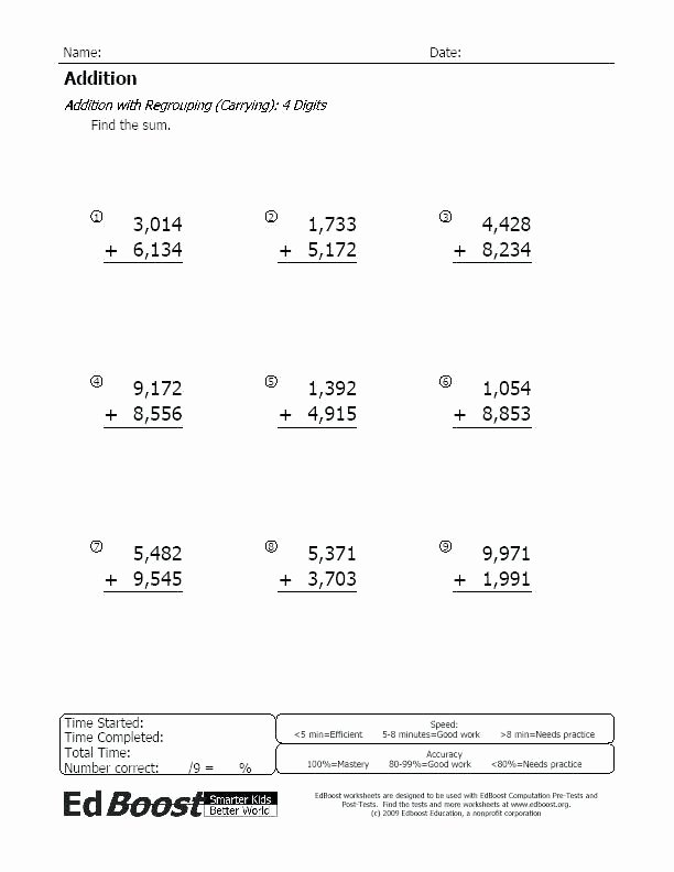5 Digit Addition with Regrouping 4 Digit Subtraction with Regrouping Worksheets 4 Digit