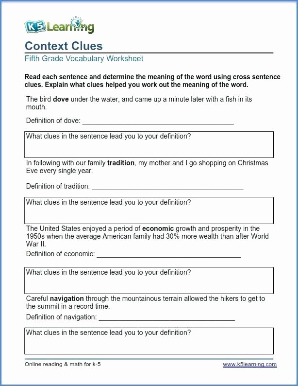 5th Grade Context Clues Worksheets Context Clues Vocabulary Worksheets – Sunriseengineers