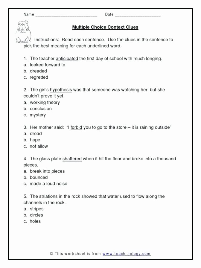 5th Grade Context Clues Worksheets Context Clues Worksheets for Grade 5 1 Worksheet Use to