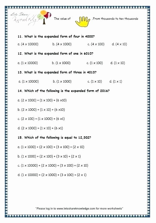 5th Grade Expanded form Worksheets 4 Math Page 8 Expanded form 4 and 5 Digit Numbers