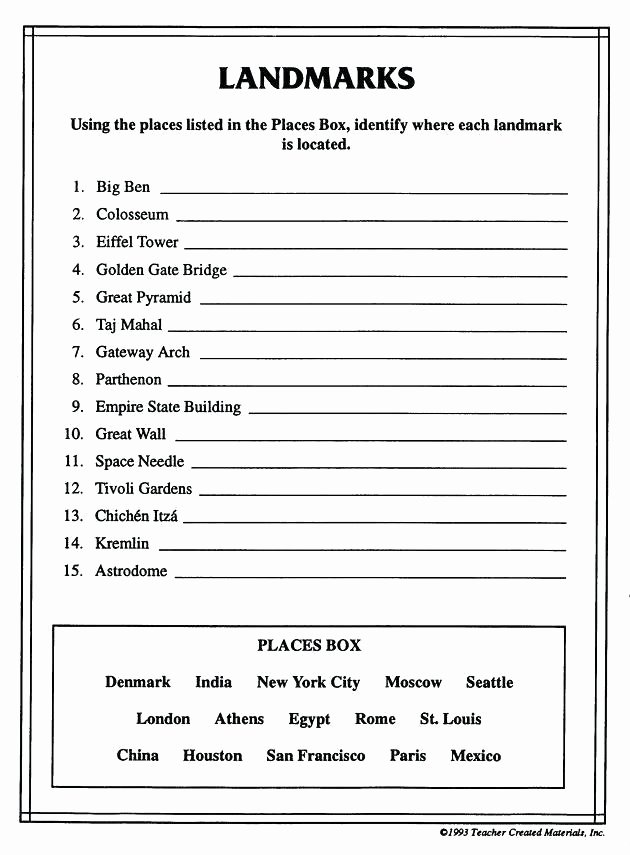 5th Grade Geography Worksheets Geography Worksheets Pdf Fun Geography Worksheets First
