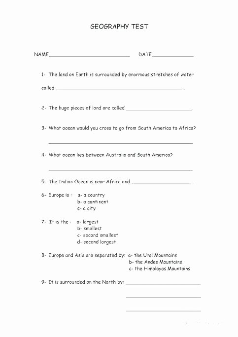 5th Grade Geography Worksheets south America Geography Worksheets