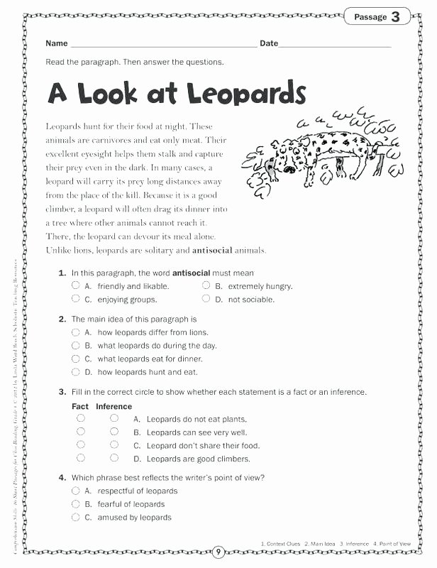 5th Grade Main Idea Worksheet French Free Reading Prehension Worksheets Easy for Grade