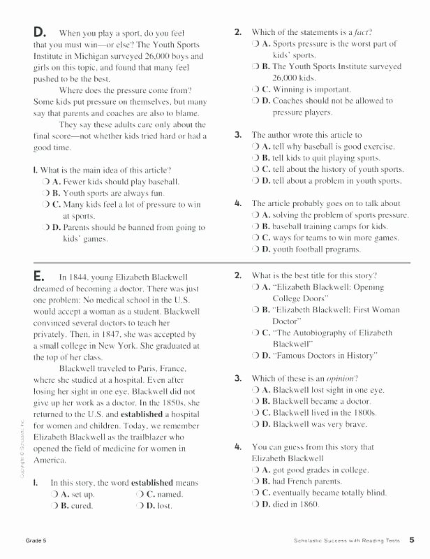 5th Grade Main Idea Worksheet Identifying the Main Idea Worksheets and Supporting Details