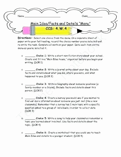 5th Grade Main Idea Worksheet Informational Text Worksheets Grade Free Printable
