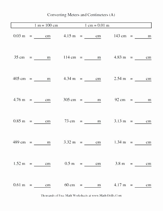 5th Grade Metric Conversion Worksheets 4th Grade Math Worksheets Measurement Conversions