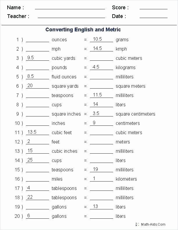 5th Grade Metric Conversion Worksheets Metric System Worksheets
