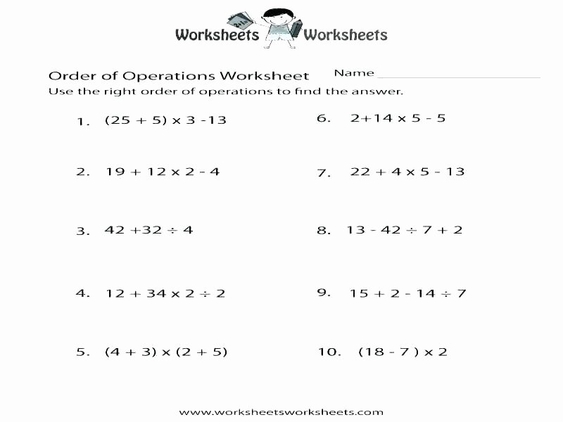 5th Grade Pemdas Worksheets Pemdas Worksheets with Answers