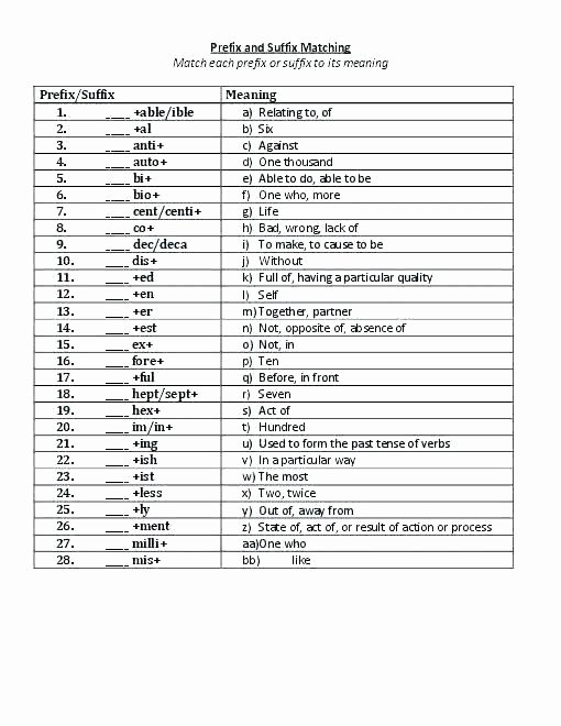 6th Grade Art Worksheets Unique Grade Art Worksheets Prefixes and Suffixes Prefix 2