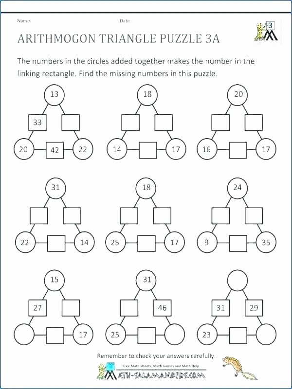 6th Grade Math Puzzles Printable Math Puzzle Worksheets