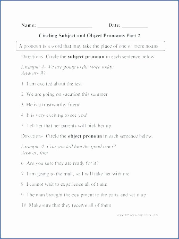 6th Grade Pronoun Worksheets Subject and Object Pronoun Worksheets – Primalvape