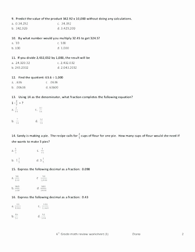 6th Grade Science Worksheets 6th Grade Test
