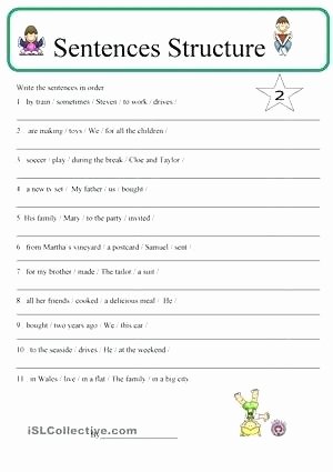 6th Grade Sentence Structure Worksheets Sentence Structure Worksheets