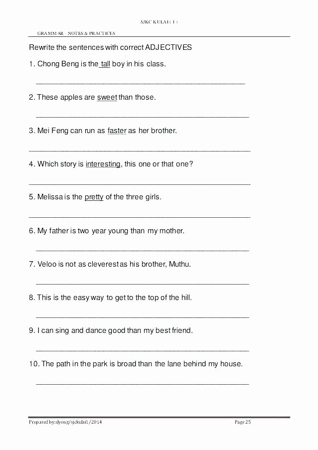 7th Grade Grammar Worksheets Pdf Math Teachers Press Inc Worksheets Answers Collection