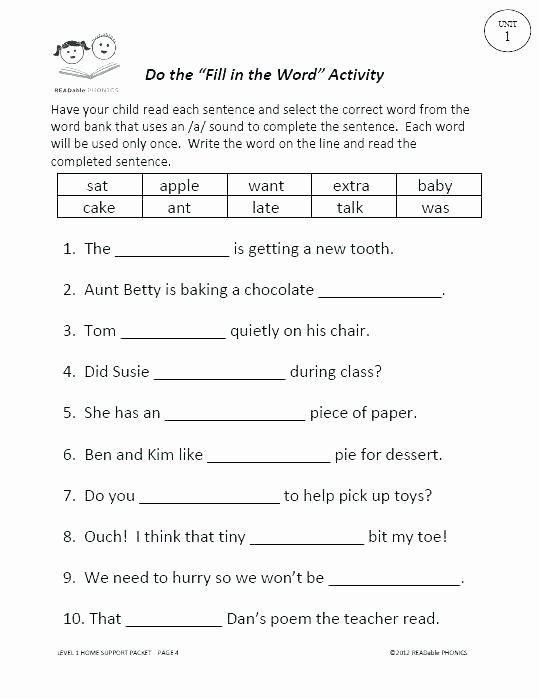 7th Grade Language Arts Worksheets Printable English Worksheets for 1st Grade