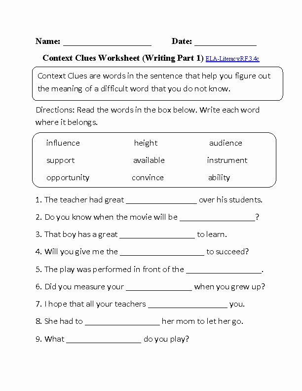 8th Grade English Worksheets English Worksheets